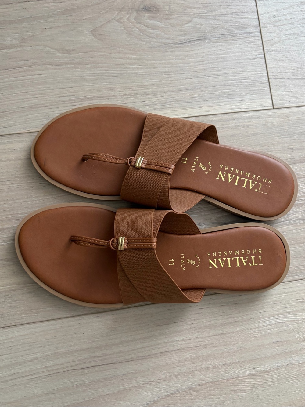 🆕 NEW Italian Shoemakers Women's Size 11 Camel Brown Slip-on Thong Sandals - Picture 3 of 6